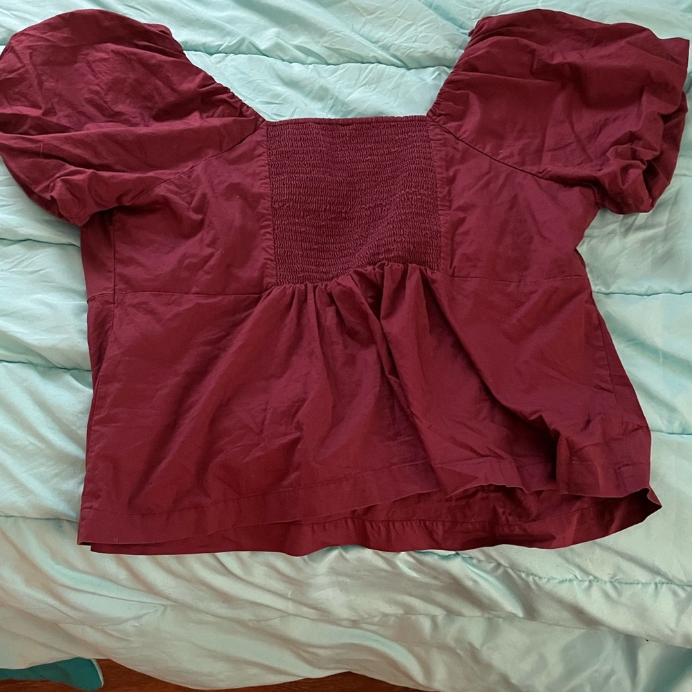 Old Navy Burgundy Puff Sleeve Tank Top